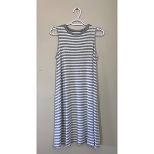Time And Tru Womens Small (4-6) Sleevless Gray White Striped Dress Knee Length